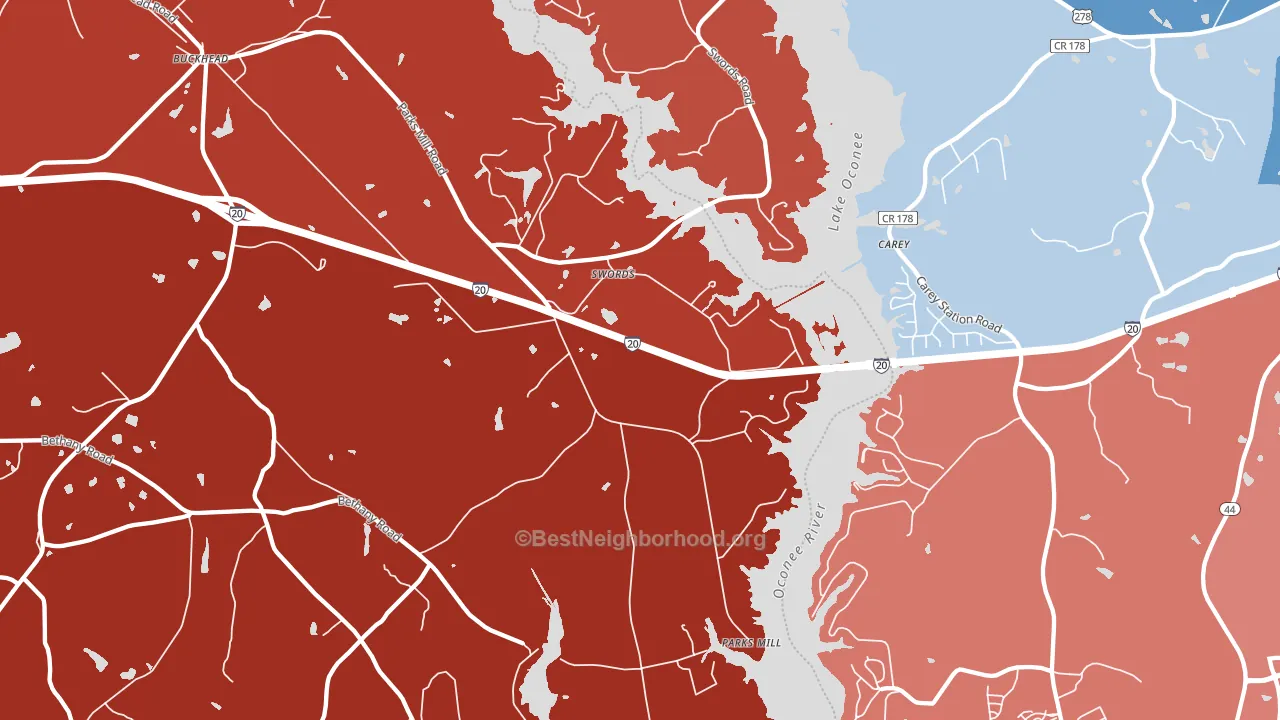 Swords, GA block-group political-lean map