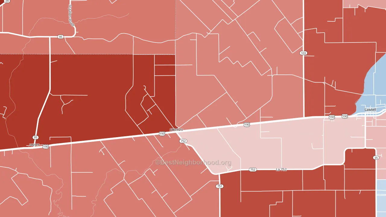 Swords, LA block-group political-lean map