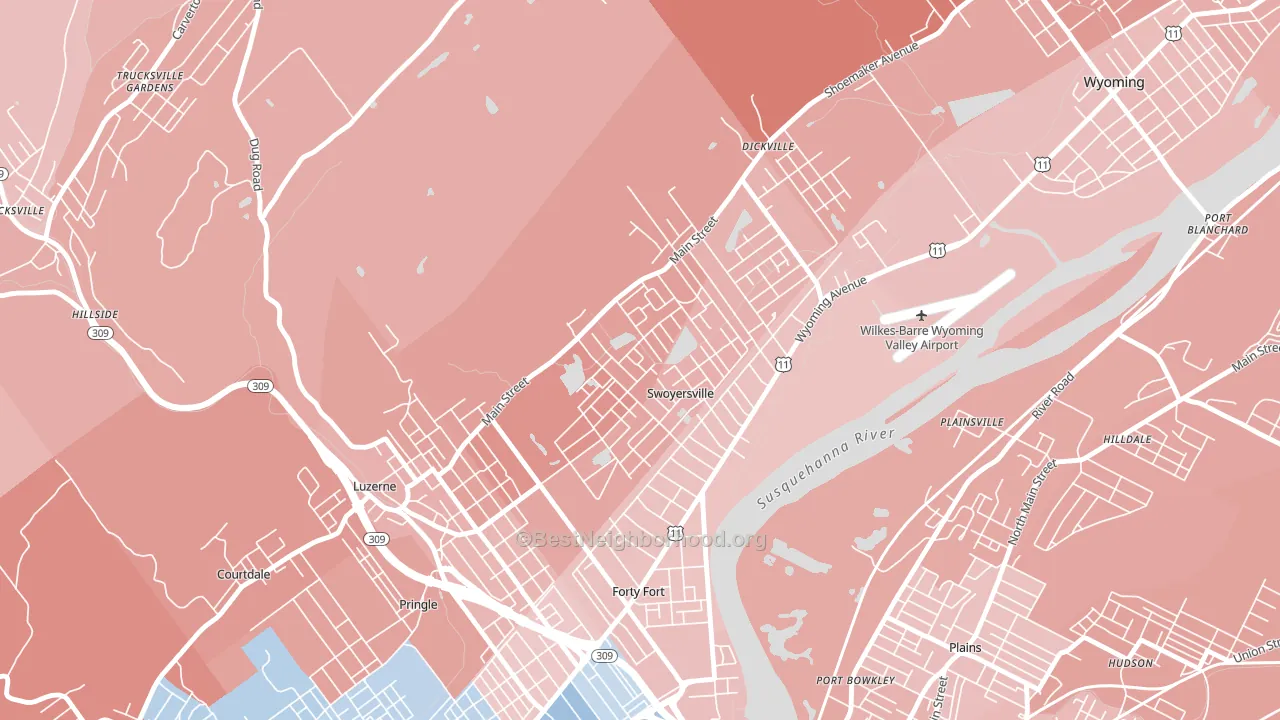 Swoyersville, PA block-group political-lean map