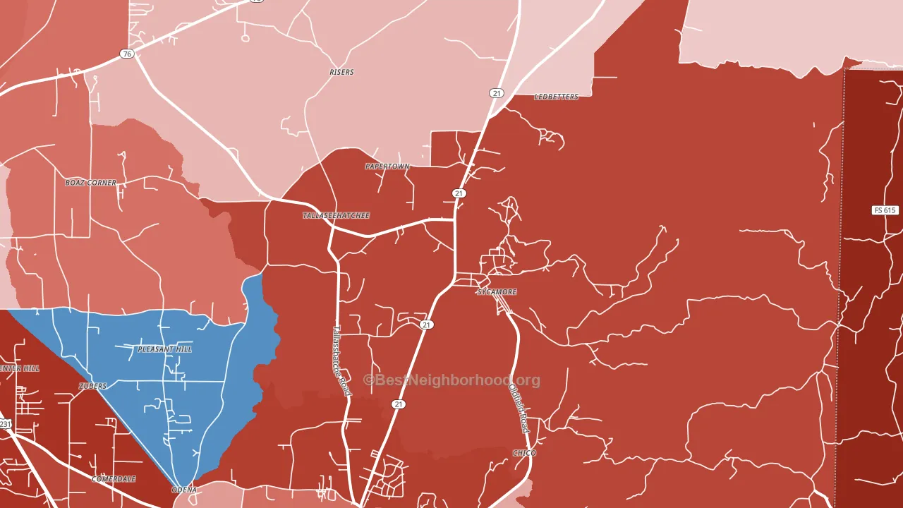 Sycamore, AL block-group political-lean map
