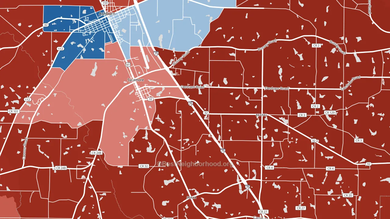 Sycamore, GA block-group political-lean map