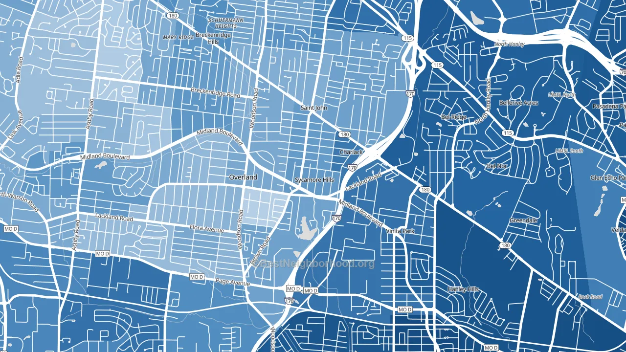 Sycamore Hills, MO block-group political-lean map