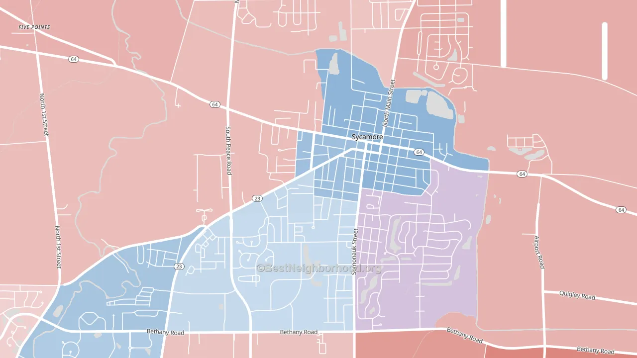 Sycamore Manor, Sycamore, IL block-group political-lean map