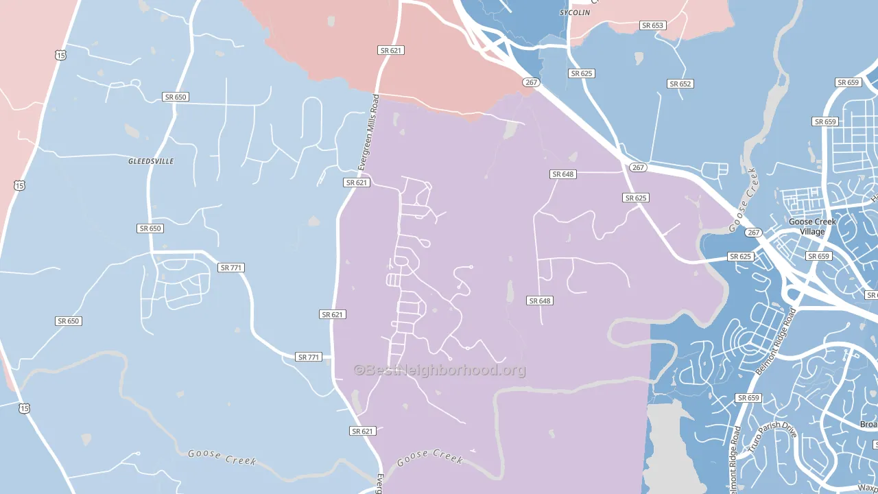 Sycolin, VA block-group political-lean map
