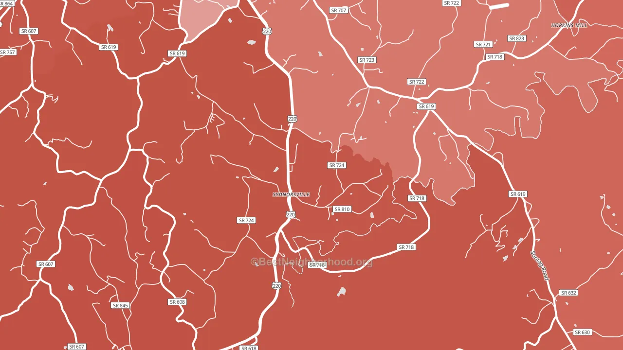 Sydnorsville, VA block-group political-lean map