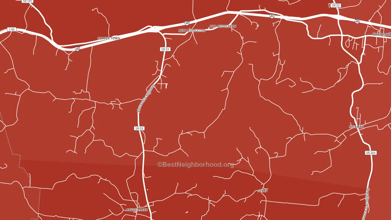 Sykes, TN block-group political-lean map