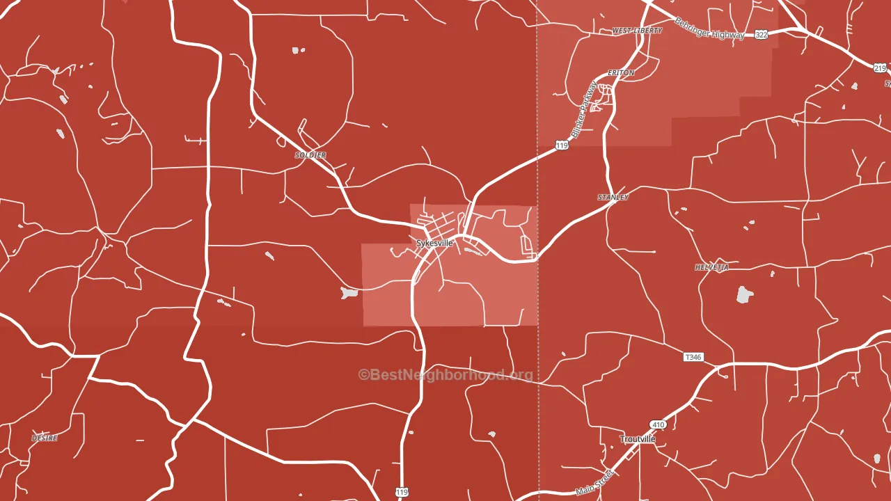 Sykesville, PA block-group political-lean map