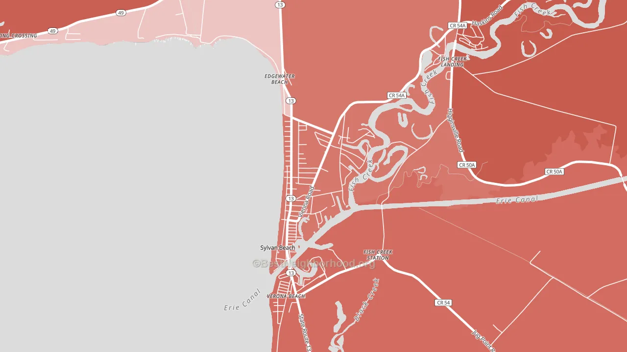 Sylvan Beach, NY block-group political-lean map