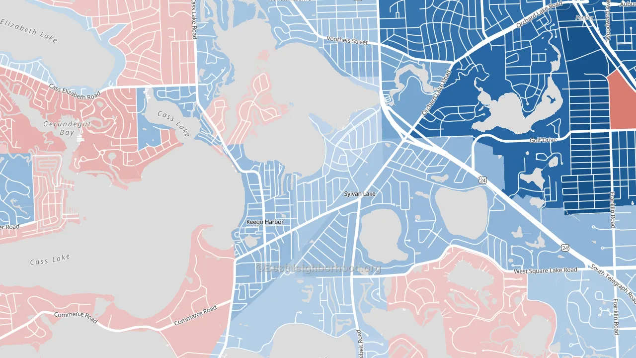 Sylvan Lake, MI block-group political-lean map