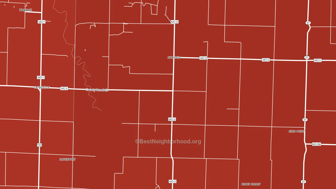 Sylvania, MO block-group political-lean map