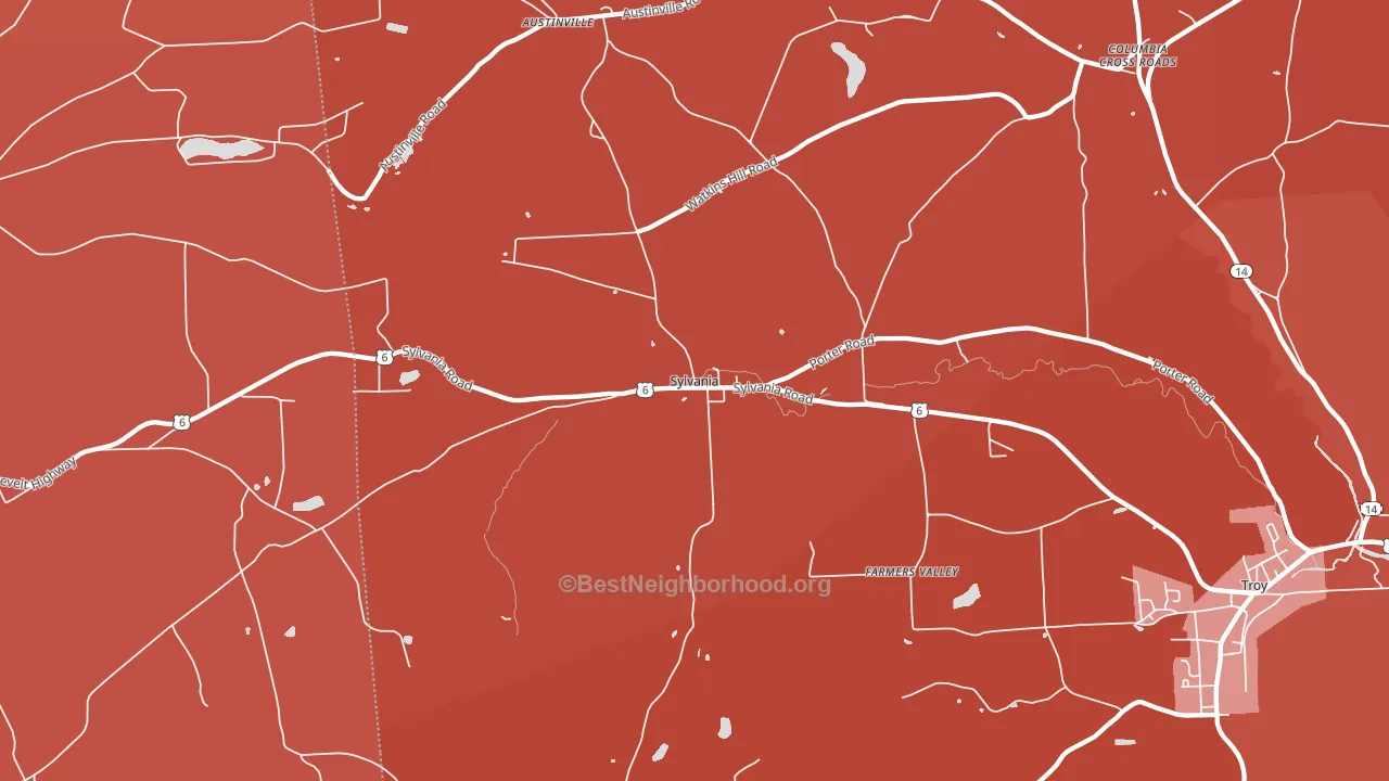 Sylvania, PA block-group political-lean map