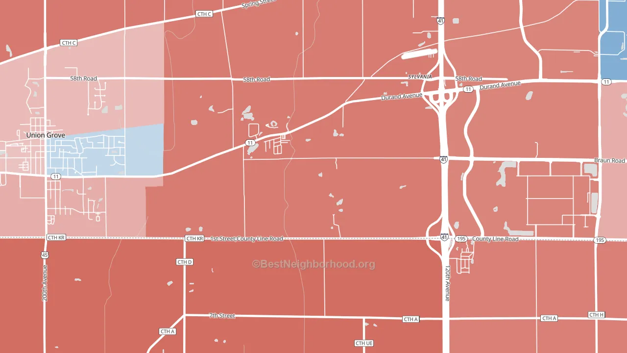 Sylvania, WI block-group political-lean map
