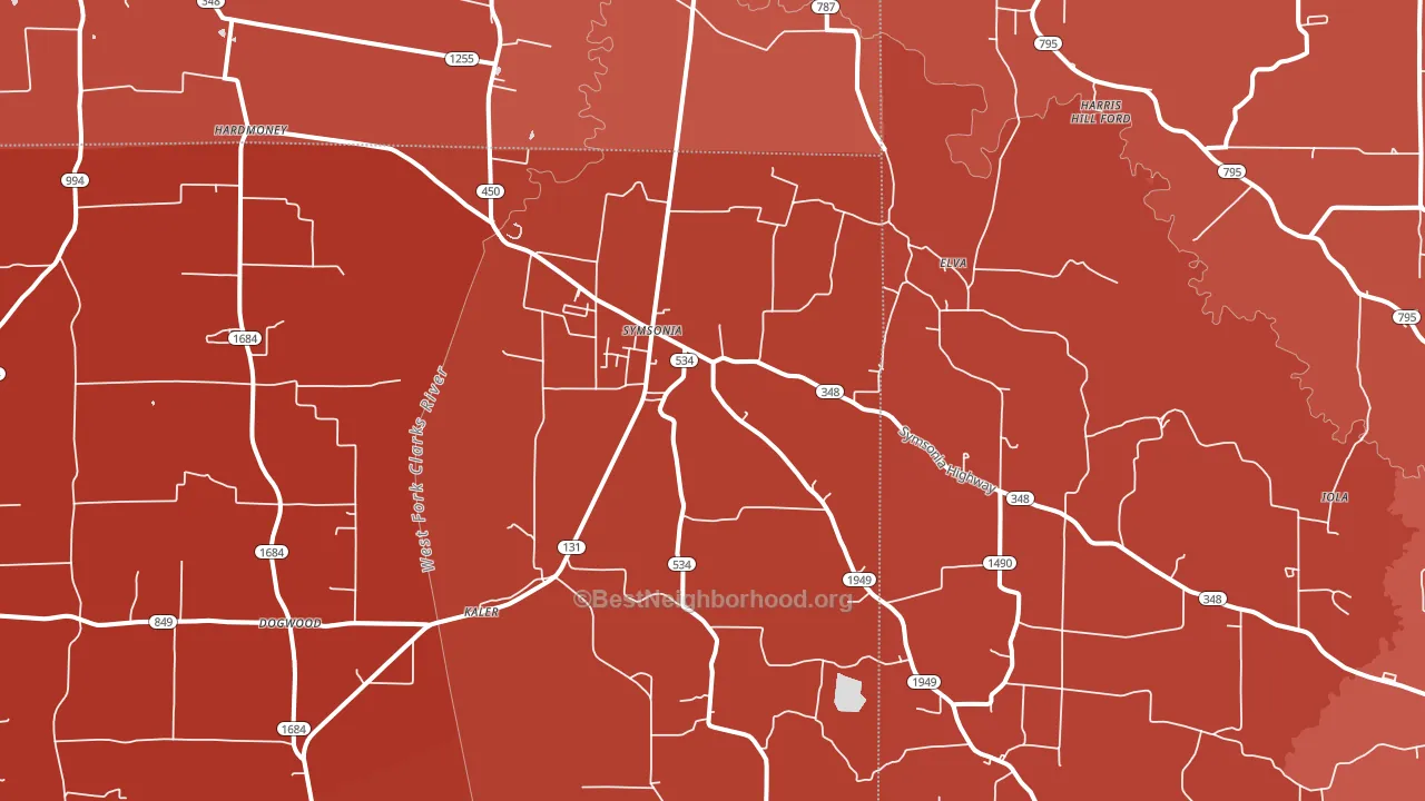Symsonia, KY block-group political-lean map