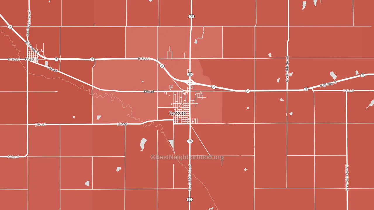 Syracuse, NE block-group political-lean map