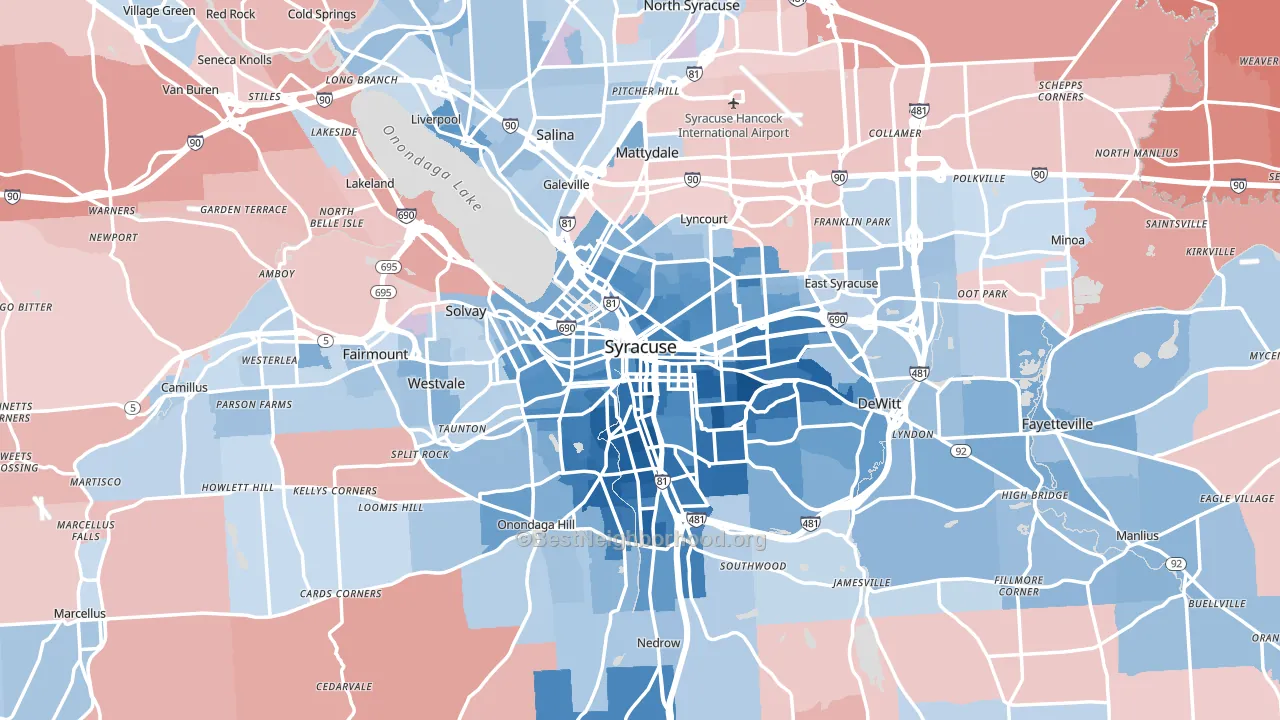Syracuse, NY block-group political-lean map