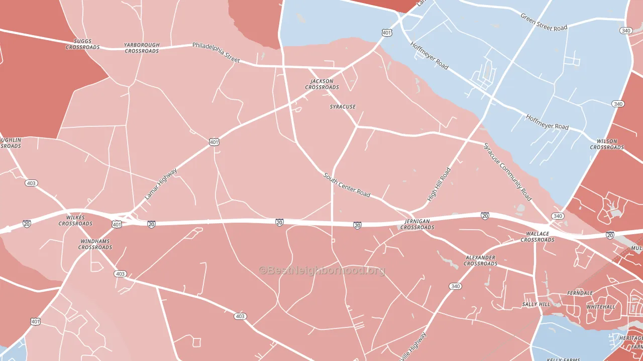 Syracuse, SC block-group political-lean map