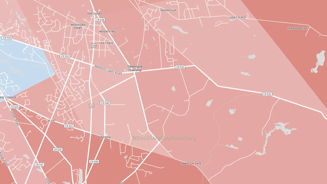 Tabernacle, NJ block-group political-lean map