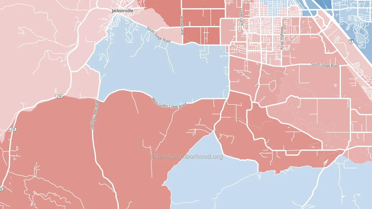 Table Rock, OR block-group political-lean map