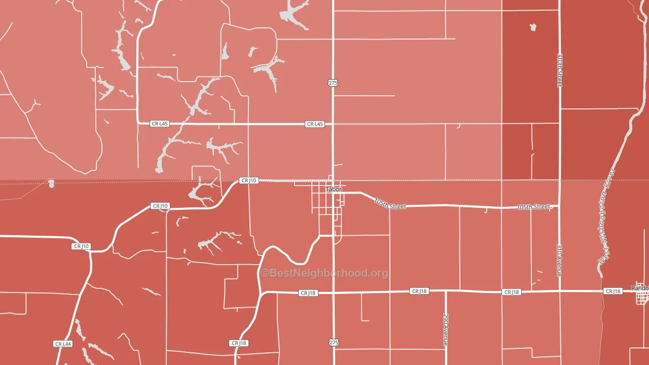Tabor, IA block-group political-lean map