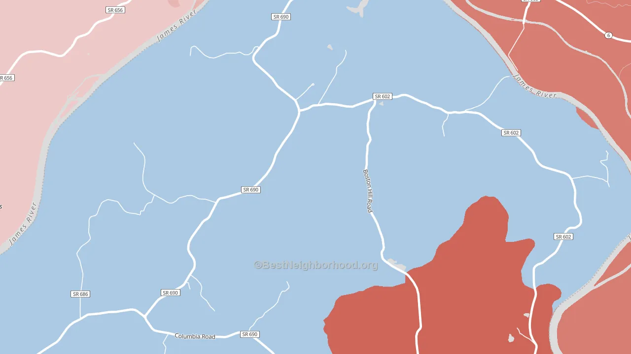 Tabscott, VA block-group political-lean map