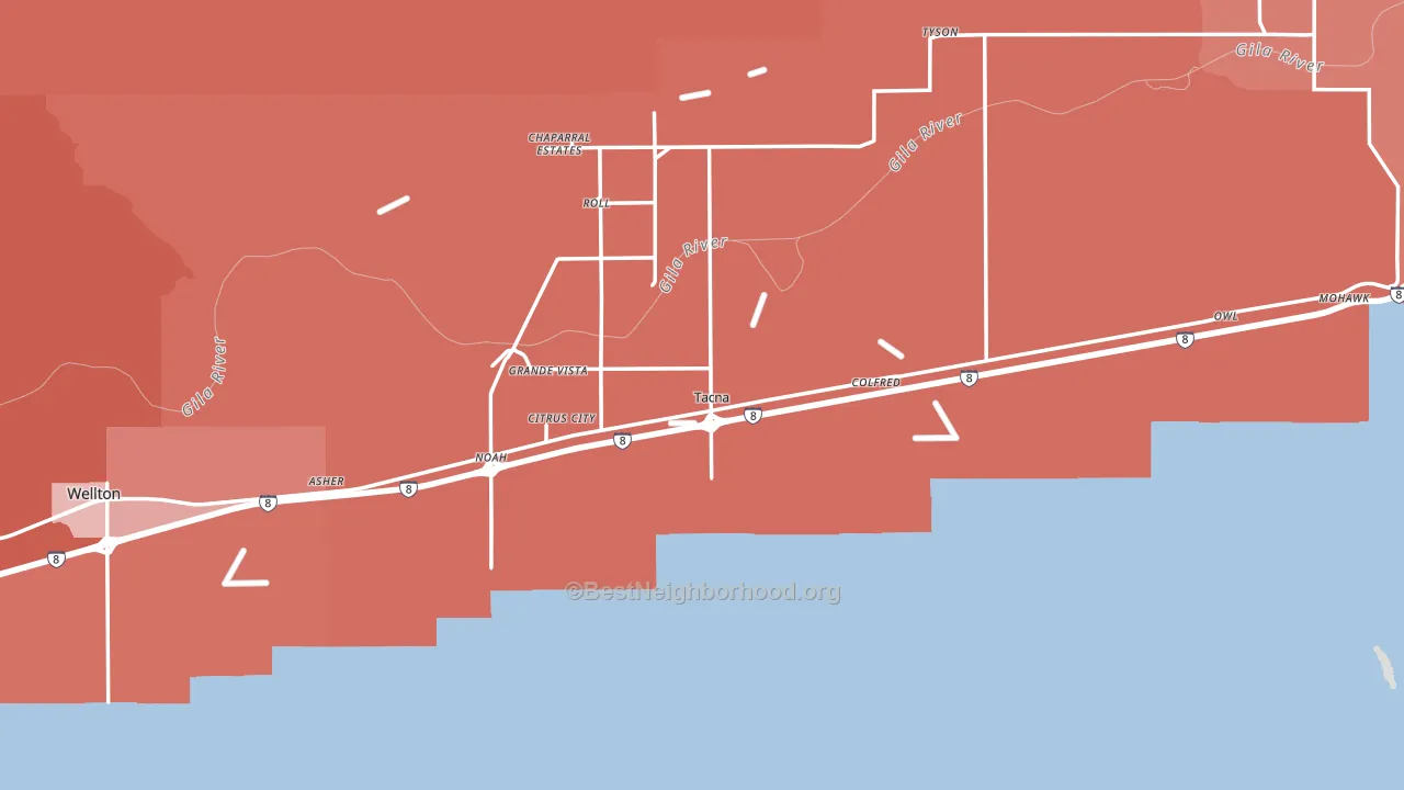 Tacna, AZ block-group political-lean map