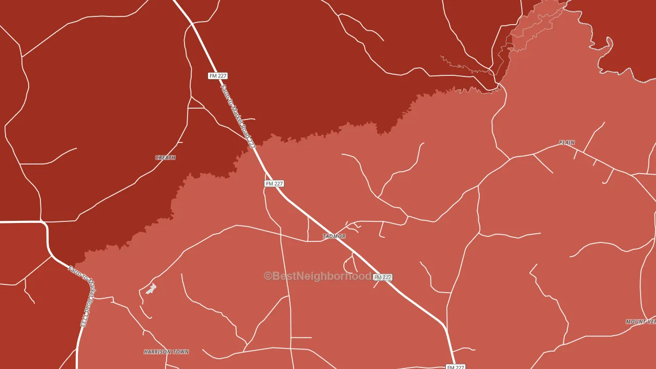 Tadmor, TX block-group political-lean map