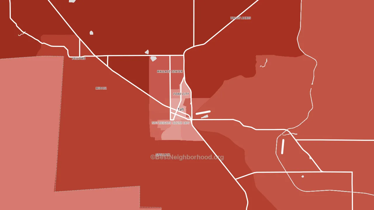 Taft, CA block-group political-lean map
