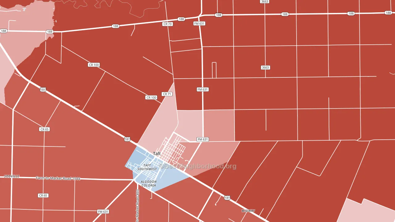 Taft Southwest, TX block-group political-lean map