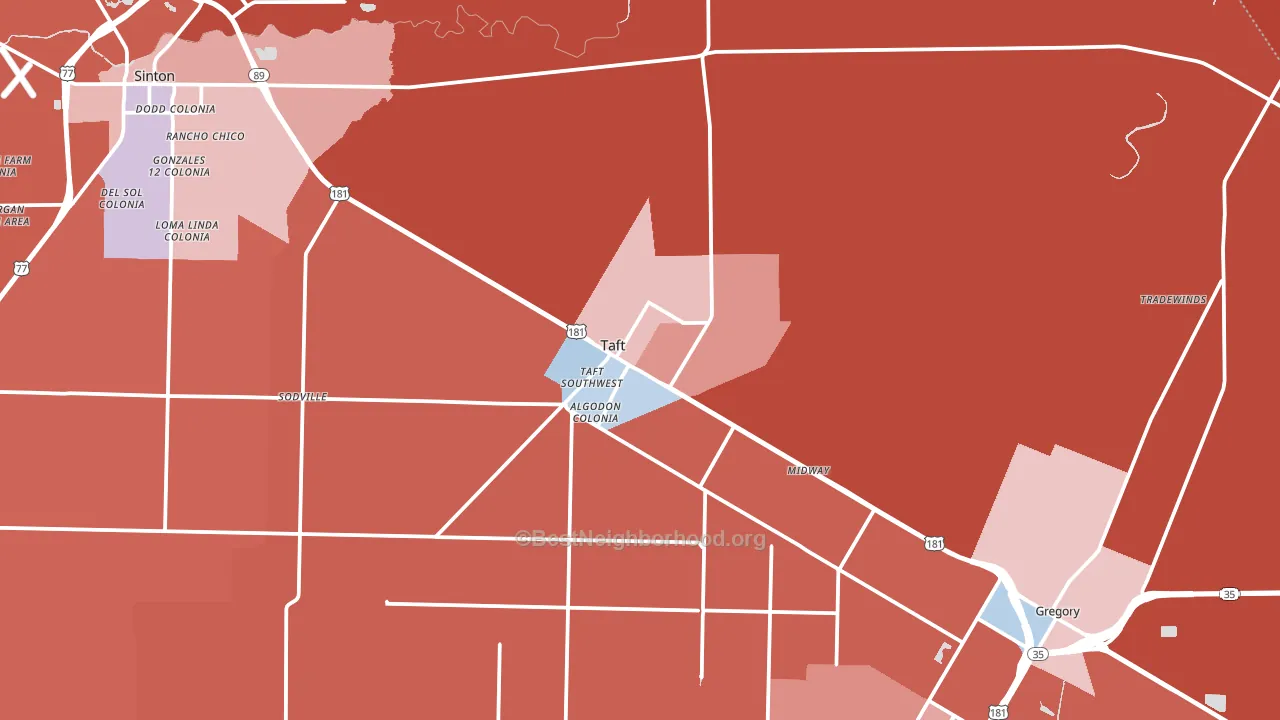 Taft, TX block-group political-lean map