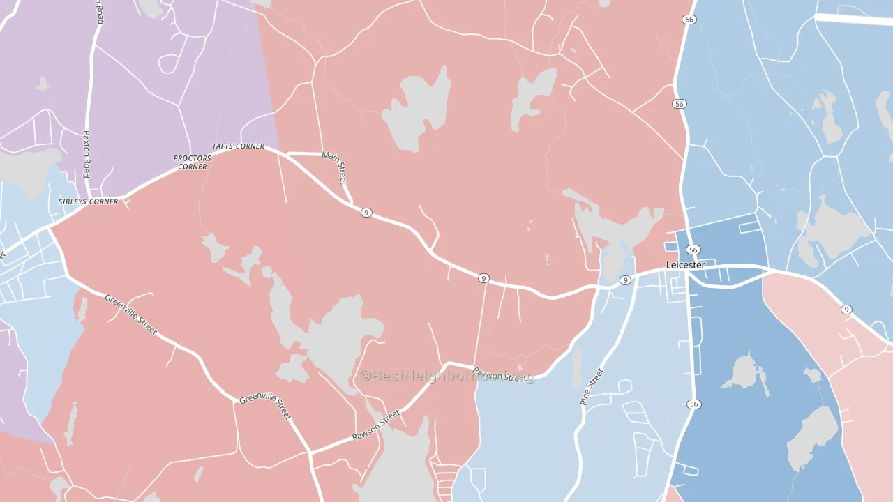 Tafts Corner, MA block-group political-lean map