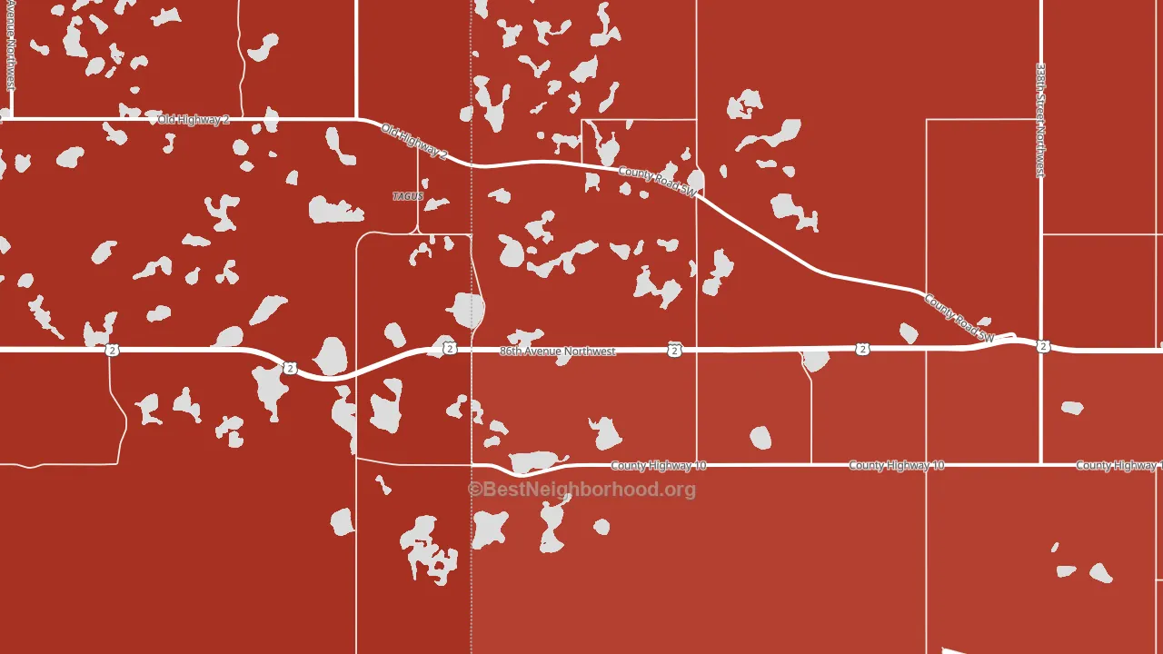 Tagus, ND block-group political-lean map