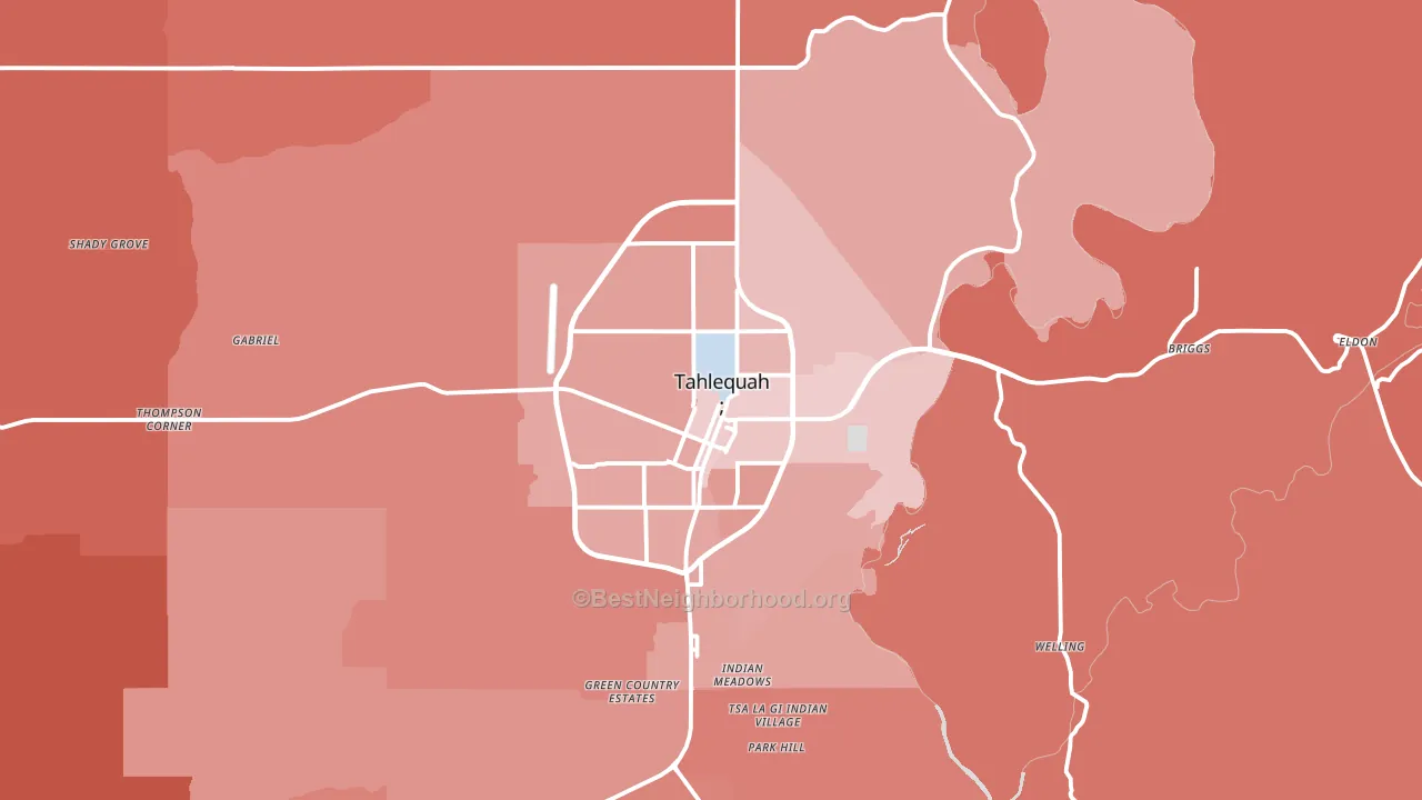 Tahlequah, OK block-group political-lean map