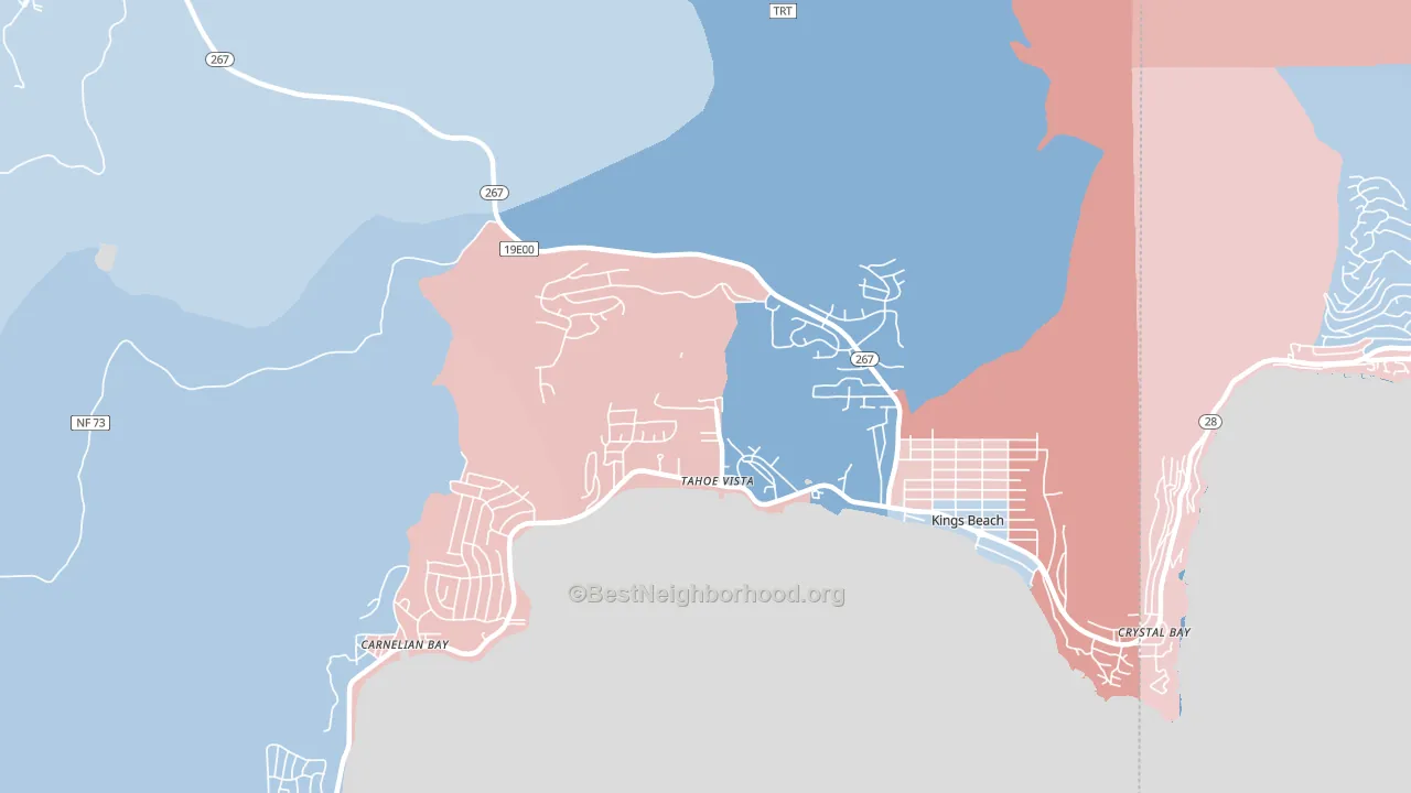 Tahoe Vista, CA block-group political-lean map