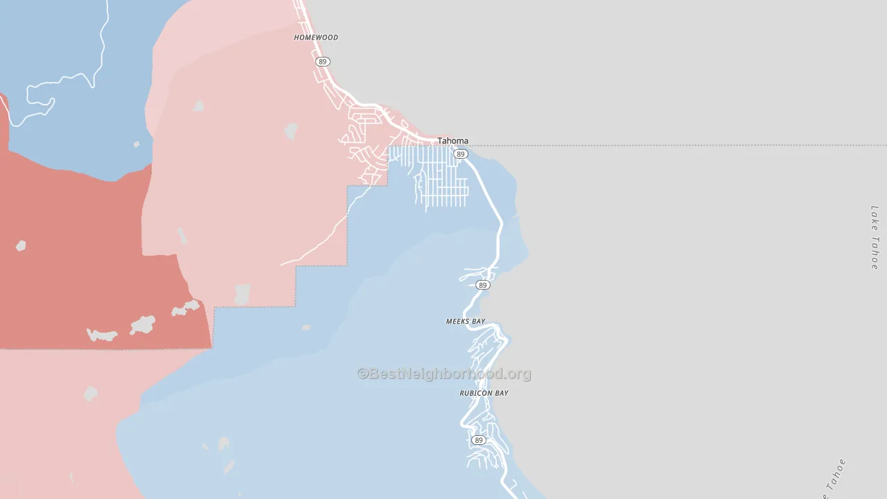 Tahoma, CA block-group political-lean map