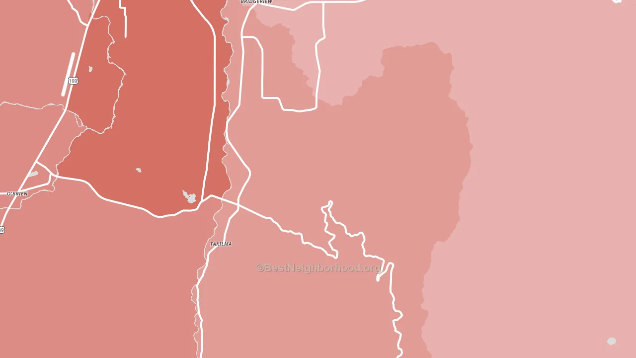 Takilma, OR block-group political-lean map