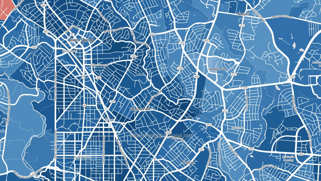 Takoma Park, MD block-group political-lean map