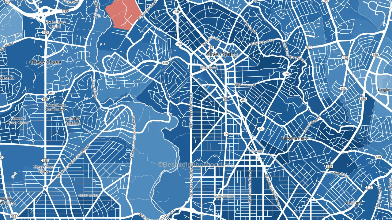 Takoma Park, Washington, DC block-group political-lean map