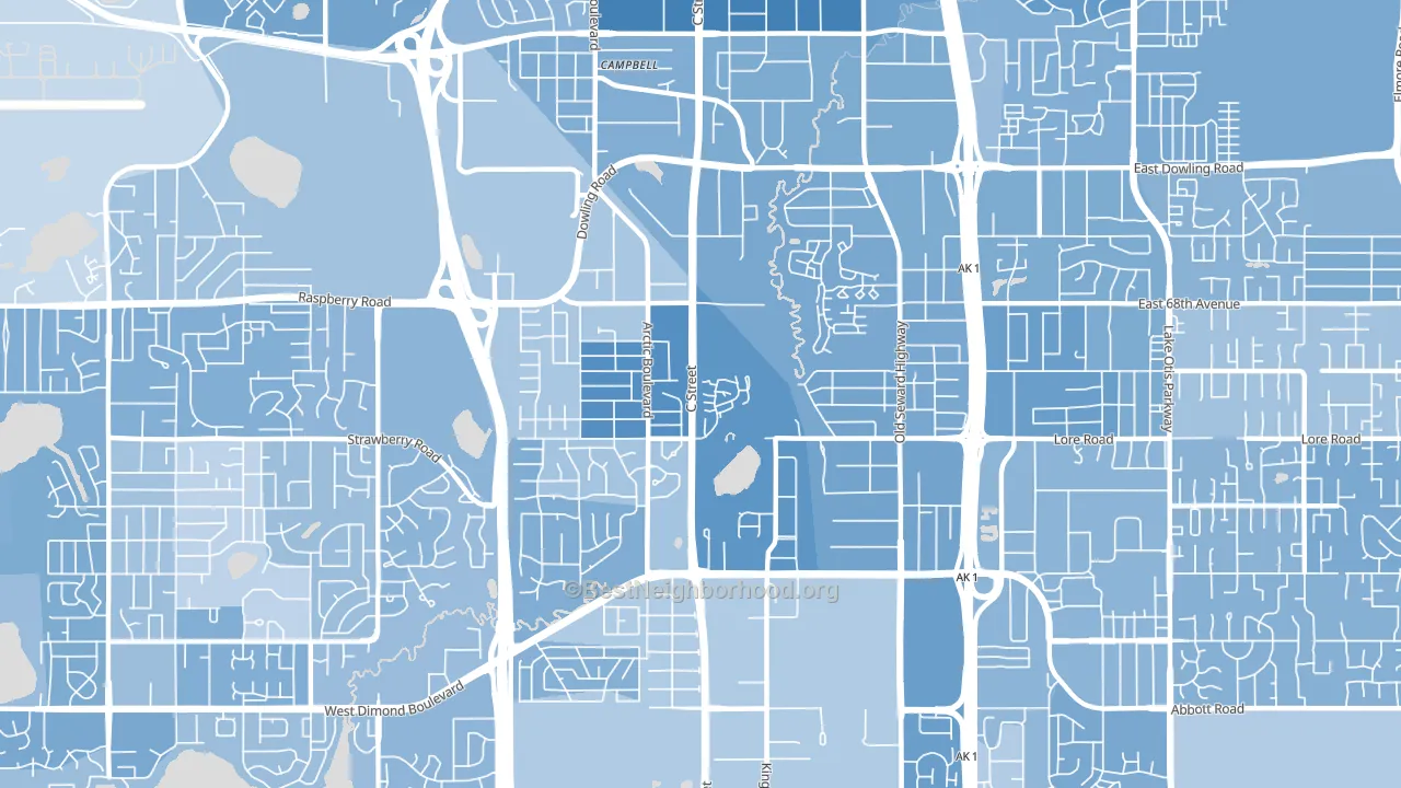 Taku-Campbell, Anchorage, AK block-group political-lean map