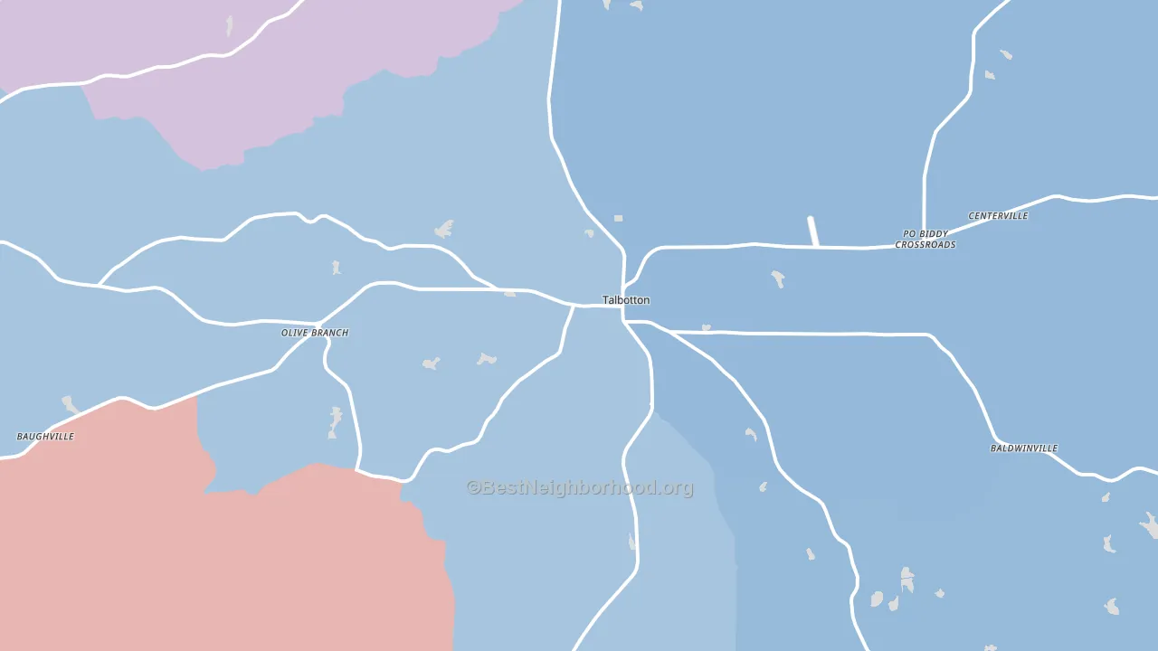 Talbotton, GA block-group political-lean map