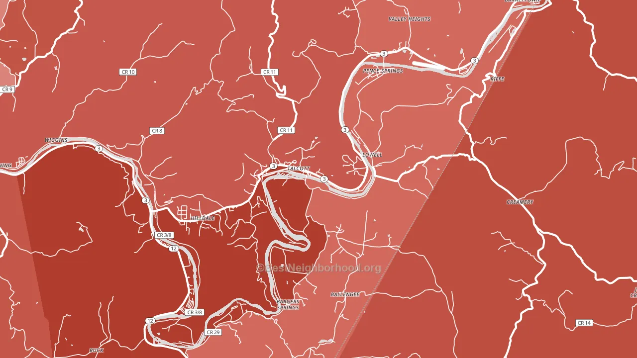 Talcott, WV block-group political-lean map