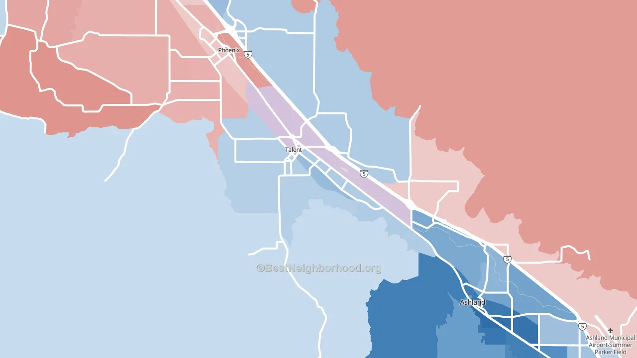 Talent, OR block-group political-lean map