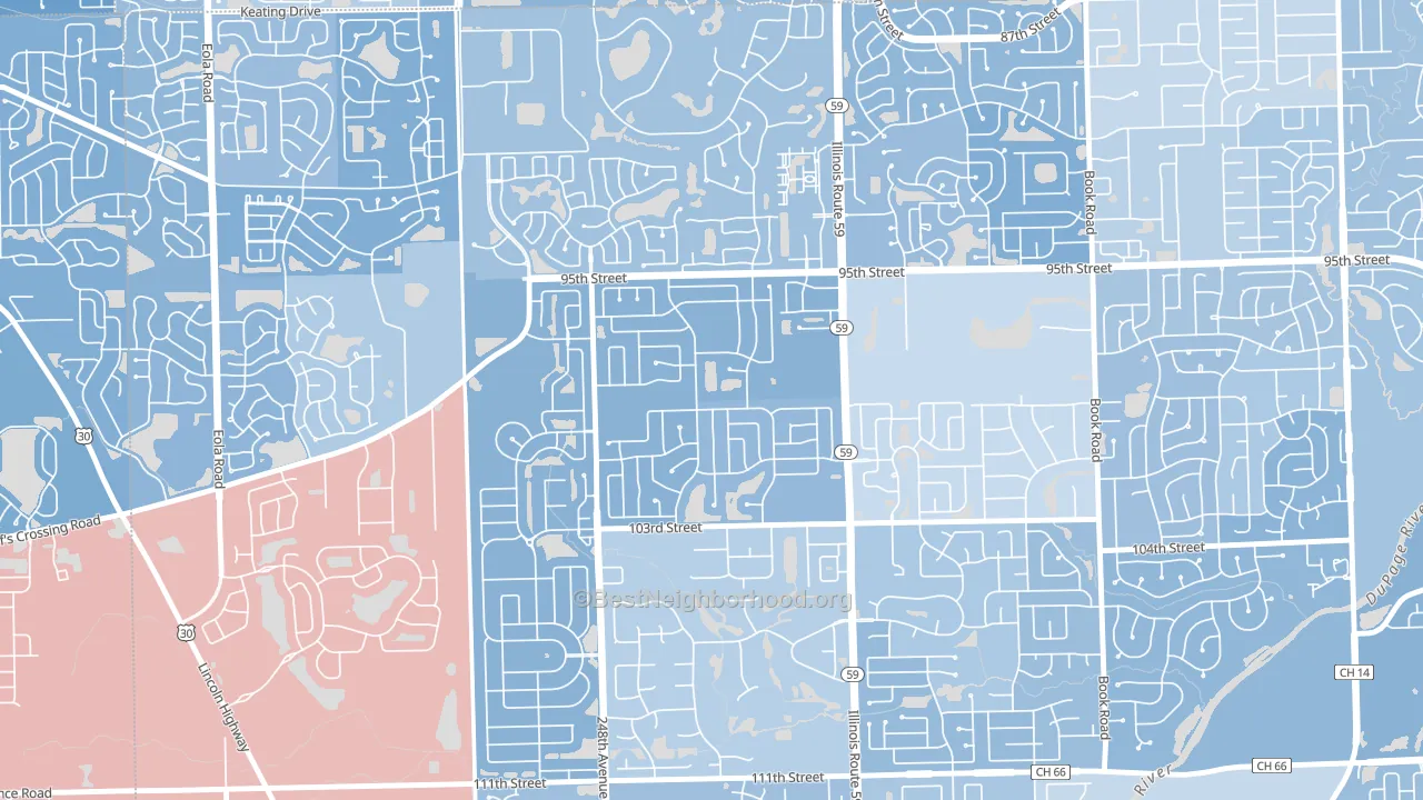 Tall Grass, Naperville, IL block-group political-lean map