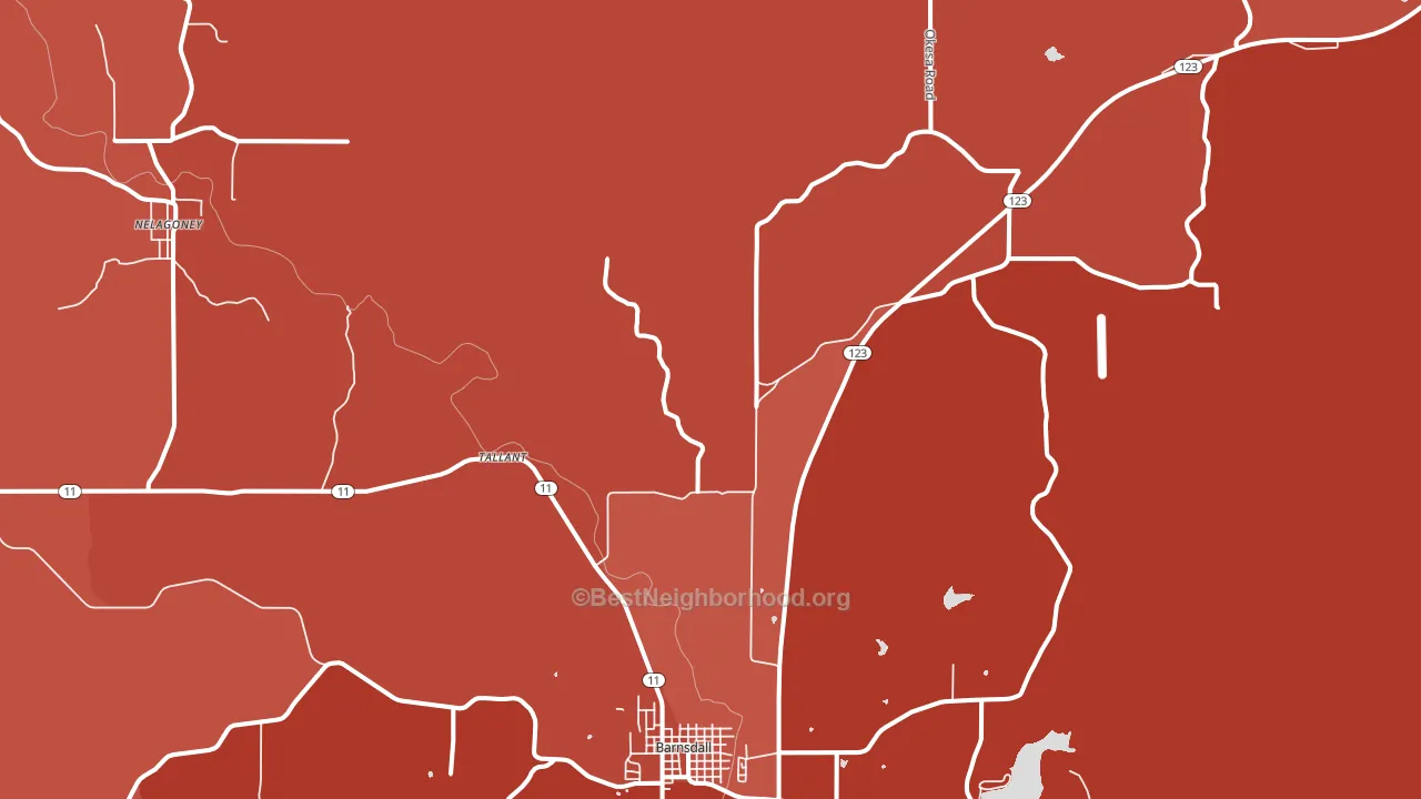 Tallant, OK block-group political-lean map