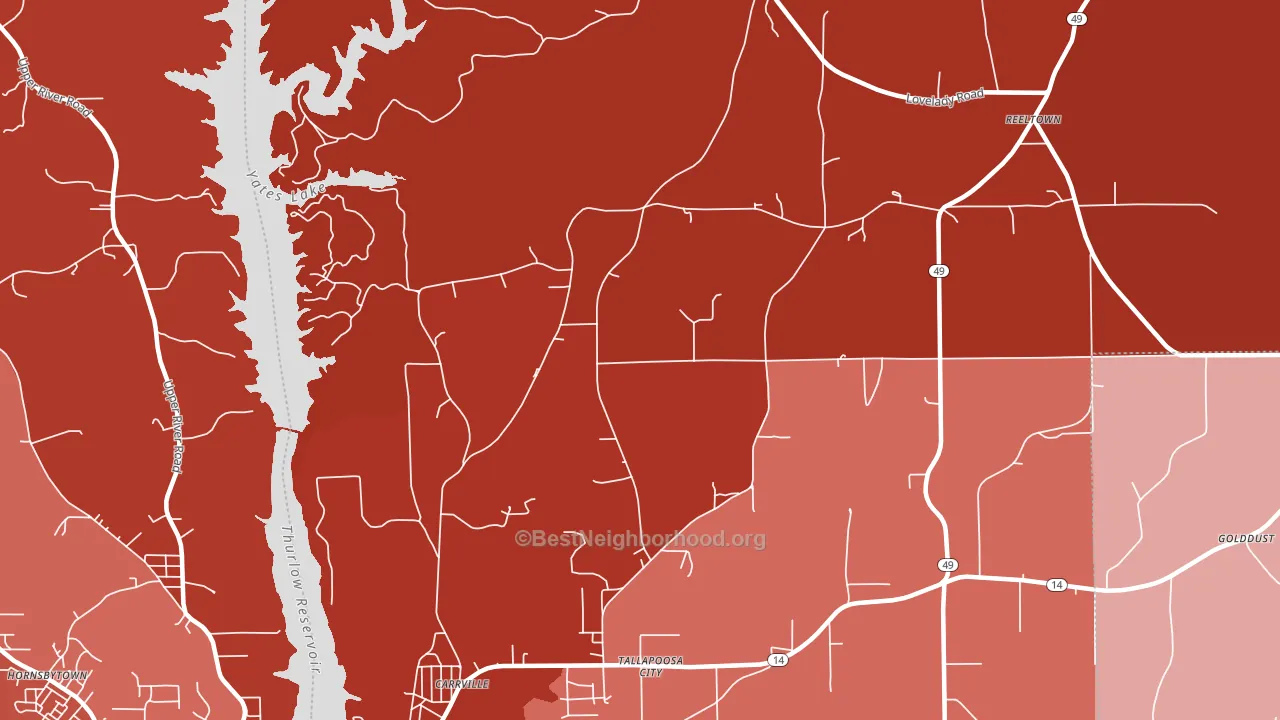 Tallapoosa City, AL block-group political-lean map