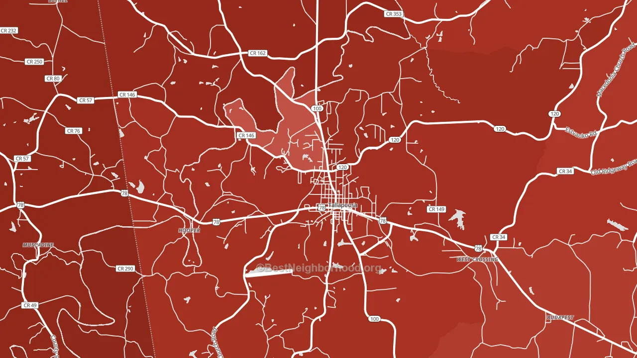 Tallapoosa, GA block-group political-lean map