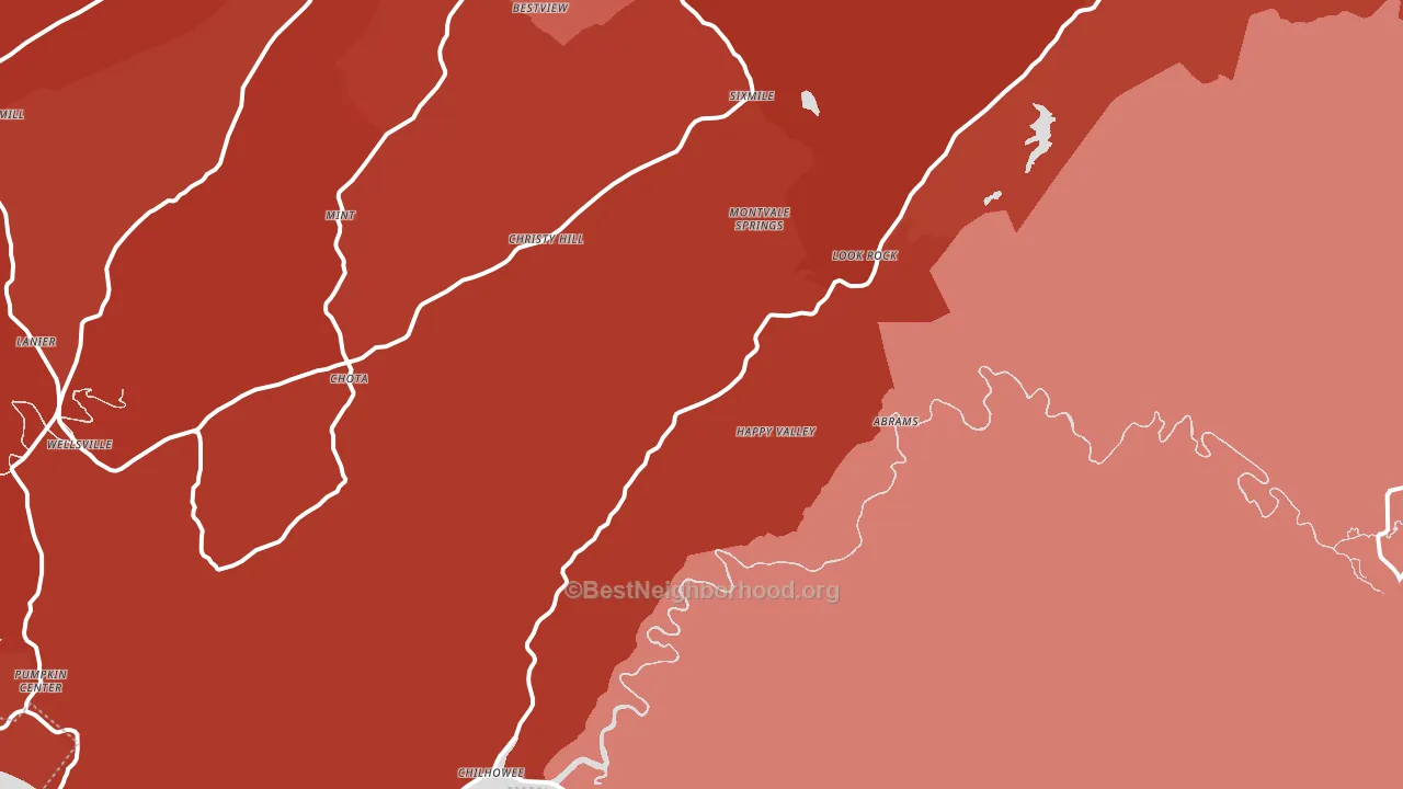 Tallassee, TN block-group political-lean map