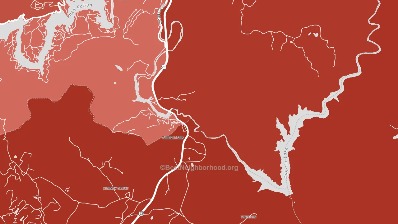 Tallulah Falls, GA block-group political-lean map