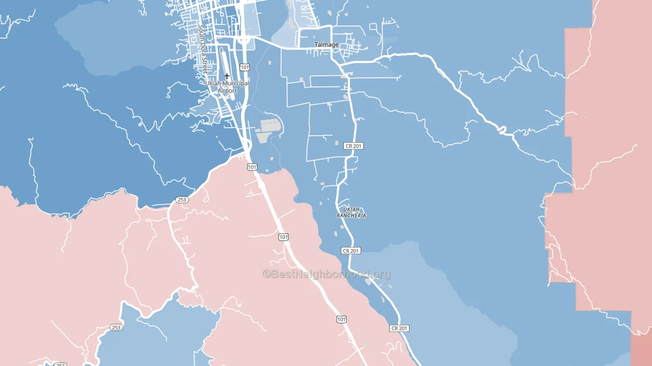 Talmage, CA block-group political-lean map