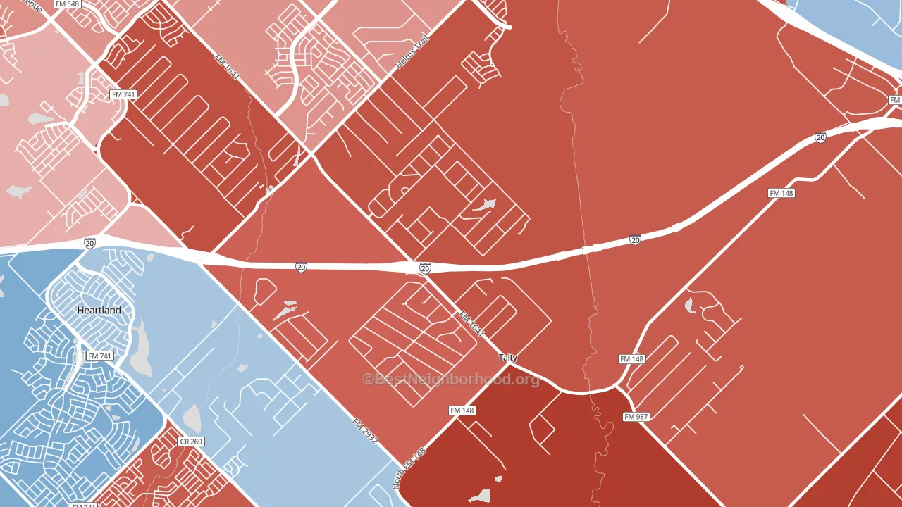 Talty, TX block-group political-lean map
