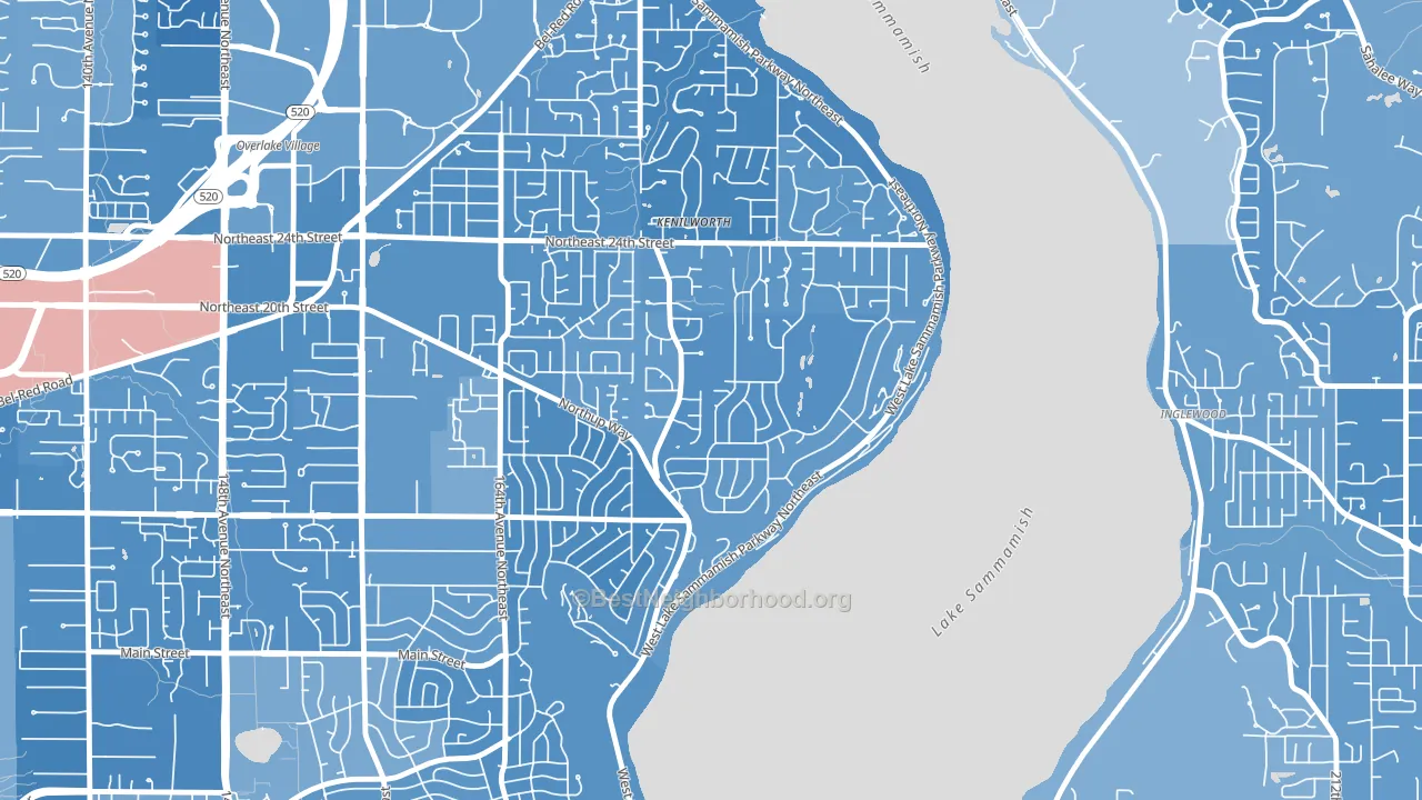Tam O'shanter, Bellevue, WA block-group political-lean map